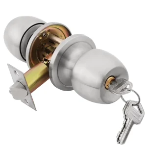 Stainless Steel Door Lock Set with Brass Cylinder and Cylindrical Knob