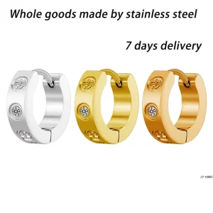 Stainless Steel Huggie Screw Pattern Click Hoop Earrings Unisex Viral INS Minimalist Jewelry Gift