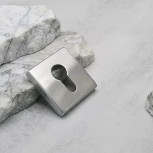 Stainless Steel Modern Square Key Hole Satin Escutcheon Euro Profile Plate Handle Door Lock Easy Installation Hardware