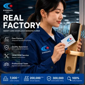 Stainless Steel Smart Hotel Door Lock Mechanical Key Override Built in Battery Compatible with Stainless Steel Doors ANSI