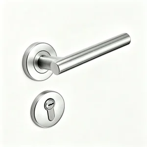 Stainless Steel Tubular Lever Door Handle Privacy Lock Set with Round Rosette for Interior Bedroom Bathroom