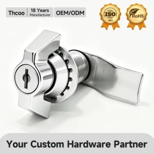 Stainless Steel Wing Knob Handle Key Lock Quarter-Turn Cam Lock for Electric Cabinet Doors and Switch Control Cabinets