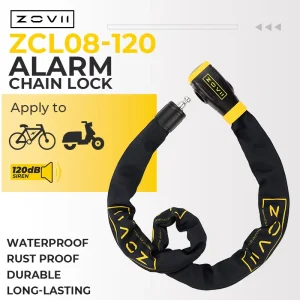 Steel 120dB Alarm Anti Theft Bicycle Chain Lock IP67 Waterproof 8mm Chain 1200mm Length