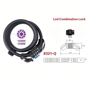 Steel Key Combination Anti-Theft Motorcycle and Bicycle Lock, Models 8238 and 8248