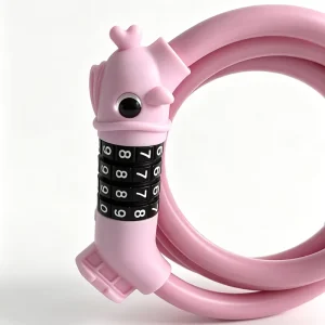 Steel Kids Bike Lock with 4-Digit Combination, Fish Head Design, and Cable