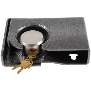 Steel Rectangular High Security Shipping Container Bolt On Lock Box with Puck Lock Powder Coated Dark Grey