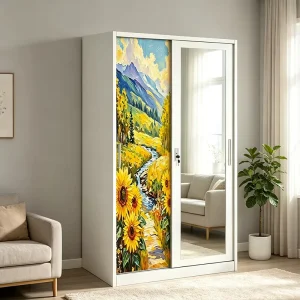 Steel Wardrobe with Mirror and Lock Anti Rayap&Anti Banjir Lemari Baja