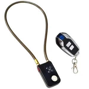 Steel and ABS Bicycle Cable Lock with Remote Control, Universal Fit