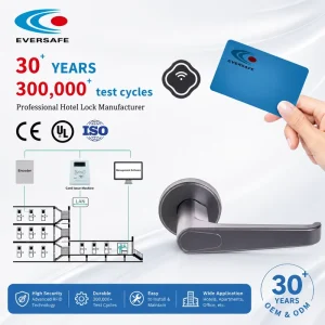 T5577 Zinc Alloy Smart Hotel Door Lock Built-in Battery C-Grade Lock Cylinder Compatible with Wooden Doors CE Certified