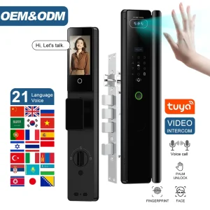 Tolink Waterproof 3d Face Recognition Serrure Intelligente Electronic Tuya Digital Fingerprint Door Smart Lock with Camera