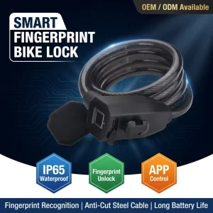 Top Security Smart Fingerprint Bike Lock IP65 Waterproof Anti Cut Steel Cable Digital Chain Lock for Bicycle Motorcycle Scooter
