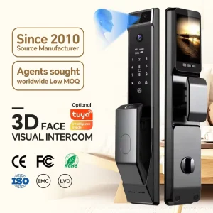 Tuya 3D Face Recognition Smart Door Lock with Camera Fingerprint Waterproof WiFi for Aluminum Alloy and Wood Doors