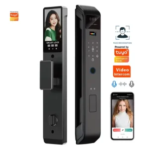 Tuya New Digital Smart Door Lock Automatic Wood Door with Wifi App Fingerprint Card 3D Face Recognition Cerradura Inteligente