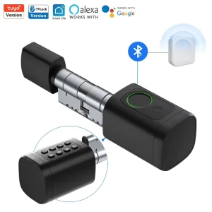 Tuya TTLock Smart Cylinder Lock Brass Waterproof Biometric Door Lock Fingerprint IC Card Key Smart Lock Cylinder
