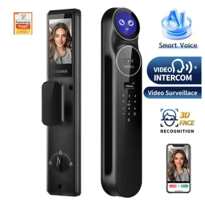 Tuya WiFi 3D Face Recognition Fingerprint Smart Door Lock Fully Automatic Biometric Electronic Lock for Aluminum Door OEM
