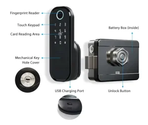 Tuya WiFi BLE TTLock App-Controlled Electric Digital Door Lock