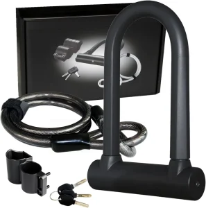 U Lock With Strong Cable Heavy Duty Bicycle U-Lock U Shackle Secure Locks With Sturdy Mounting Bracket For Road Bike Motorcycle