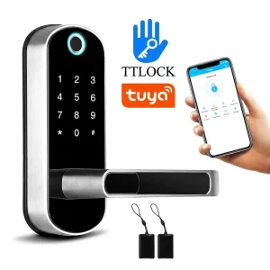 US Smart Door Lock Biometric Fingerprint Keyless Deadbolt Tuya WiFi TTlock Remote Control Digital Handle Lock for Wood Door Home