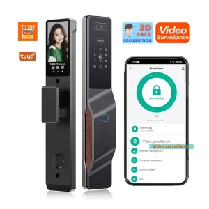 Video Intercom Door Lock with Fingerprint, Card, 3D Face Recognition, and Camera