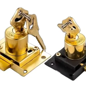 Vintage-Style 22/16 mm Brass Cylinder Lock for Wooden Cabinet Drawers and Doors