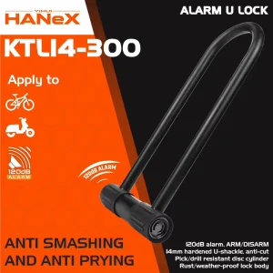 Waterproof Hardened Steel U-Lock with 120 dB Alarm for Bicycle, E-Bike and Motorcycle