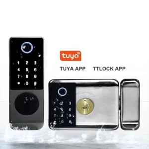 Waterproof IP65 Digital Smart Door Handle Lock Password Key Fingerprint Unlock for Glass and Metal Doors