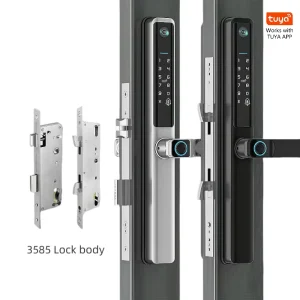 Waterproof Keyless Electronic Fingerprint Handle Lock for Sliding Doors with Camera