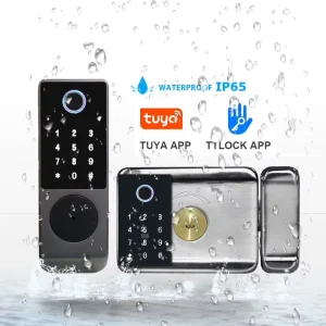 Waterproof Outdoor Automatic Smart Rim Door Lock with Double-Sided Digital Keypad and App Control