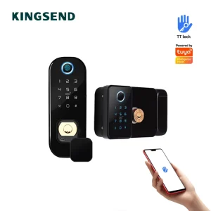 Waterproof Outdoor Gate Smart Rim Lock with WiFi, Fingerprint and Cloud App for Wood and Aluminum Doors