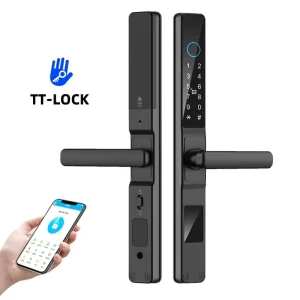 Waterproof Smart Aluminum Door Lock Fingerprint Password Narrow Gate Digital Lock for Sliding Door