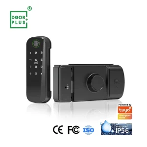 Waterproof Smart Electronic Rim Lock for Exterior Doors Electric Digital Fingerprint Code Door Lock