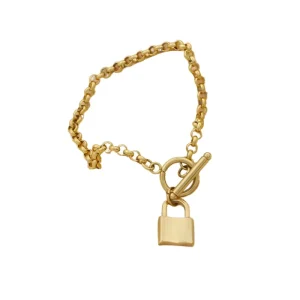 Waterproof Stainless Steel Custom Engraved Lock Toggle Chain Bracelet for Couple Matching Daily Styling