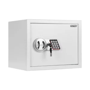White Electronic Safe Box Digital Keypad Safe with Key Lock Anti Theft Steel Security Safe for Home Office Hotel Cash Jewelry
