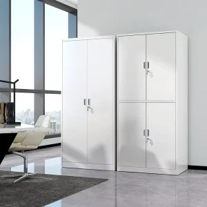 White Modern Multifunctional Closed-Door Steel Garage Storage Cabinet Adjustable Shelves Lockable for Home Office Hotel