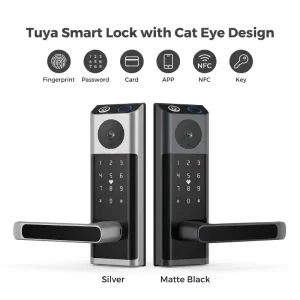 Wi-Fi Smart Door Lock with Biometric Fingerprint Deadbolt HD Peephole Camera Cloud Handle Keyless Entry for Apartment and Home
