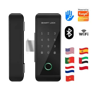 WiFi Cutting-Free Smart Electronic Fingerprint Glass Door Lock for Frameless Push Sliding Doors