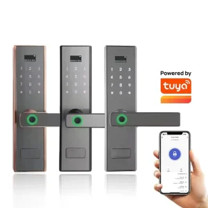 WiFi Electronic Biometric Fingerprint Digital Handle Lock for Aluminum and Wood Doors with Key Backup