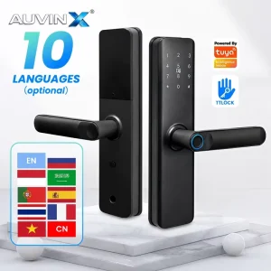 WiFi Fingerprint Smart Door Lock with App Control Password and Card Access for Apartments and Wooden Doors