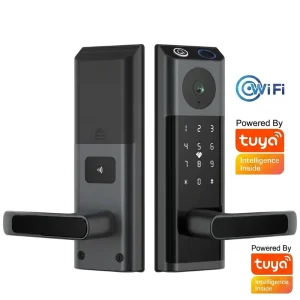 WiFi Remote Control Smart Door Lock with HD Peephole Camera Two-Way Audio Deadbolt Mortise Digital Fingerprint