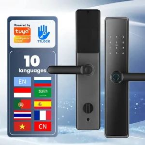 WiFi Smart Door Lock Fingerprint Password Card Biometric BLE Digital Lock