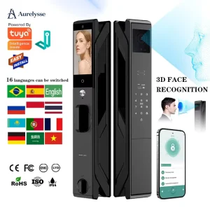 WiFi Smart Door Lock with 3D Face Recognition, Palm Vein and Fingerprint for Steel and Wood Doors