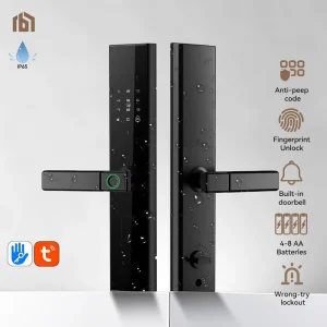 WiFi Smart Door Lock with Camera and Fingerprint, IP65 Waterproof, for Wood or Aluminum Doors K2