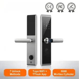 WiFi Smart Door Lock with Fingerprint and Digital Keypad Deadbolt Handle Lock for Home Keyless Entry Access Control