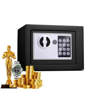 Woma Commercial Mini Anti Theft Electronic Digital Lock & Key Lock Portable Metal Safe Box for Home Use Kids Storage Money Safe
