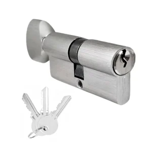 Wooden Door Lock Cylinder with Aluminum Shell, Brass Core, 3 Brass Keys, 70mm (35-35), Satin Nickel