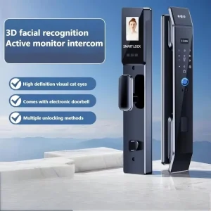 Wooden Smart Door Lock Face Fingerprint Electronic Digital Lock Key Card WiFi App