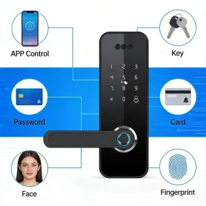 YOLOCK Wooden Door Smart Lock Matter + Camera + Tuya Integration IP54 Anti tamper Design 3D Face Fingerprint Indoor