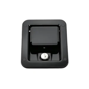Zinc Alloy Cabinet Door Handle Recessed Paddle Tool Box Handle Lock Black 2 Keys