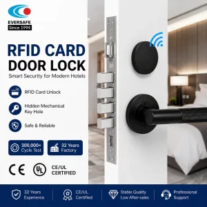 Zinc Alloy RFID 13.56MHz Electronic Hotel Lock with Anti-Prying and Low-Voltage Alarm for Aluminum Doors