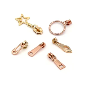 Zinc Alloy Zipper Pull Customized Logo Color Replacement Sliders Ring Bag Accessories Classic Vintage Fashion Style